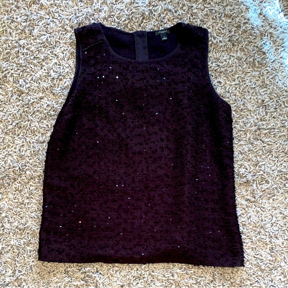 👚 2/$15 SHIRT BLOUSES Ann Taylor Black Sequin Blouse Size L
